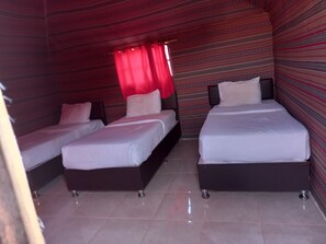 Panoramic Triple Room (Triple) | Premium bedding, pillowtop beds, blackout drapes, rollaway beds - Black Irish Camp and Tours (Wadi Rum)