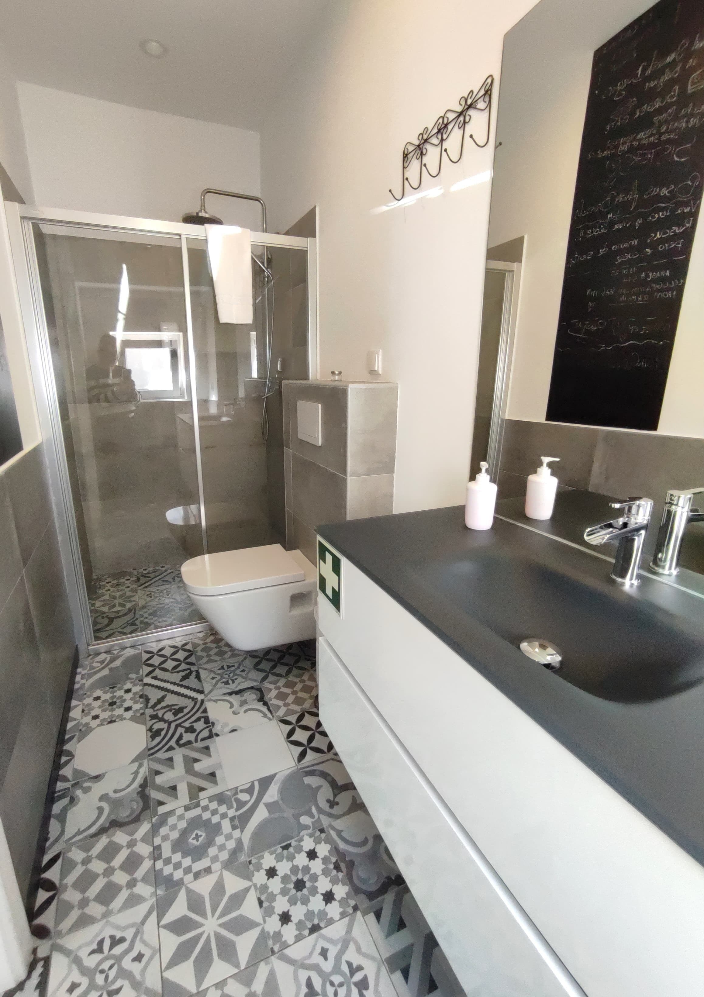 classic studio | bathroom | shower, hair dryer, towels