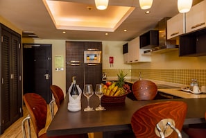 Suite, 1 Bedroom | Private kitchen | Coffee/tea maker, fridge, microwave, stovetop - Mestil Hotels & Residences (Kampala)