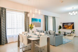 Apartment, 1 Bedroom, Non Smoking, Sea View | Living area | Flat-screen TV - Maison Privee – Rimal Residences (Dubai)