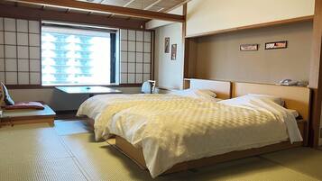 Japanese-Style Room with Beds & Open Air Bath-River Side - Non-Smoking | In-room safe, desk, bed sheets