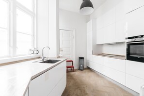 Apartment, 3 Bedrooms | Private kitchen | Full-size fridge, oven, stovetop, dishwasher - Heritage apartments in the city centre (Copenhagen)