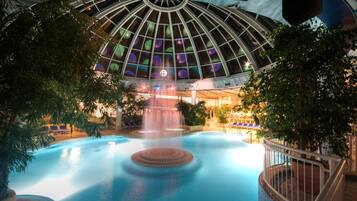 2 indoor pools, outdoor pool, pool loungers