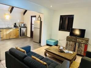 Superior Apartment, 2 Bedrooms, Partial Ocean View | Living area | Flat-screen TV - Ocean View Villas Bonaire (Kralendijk)