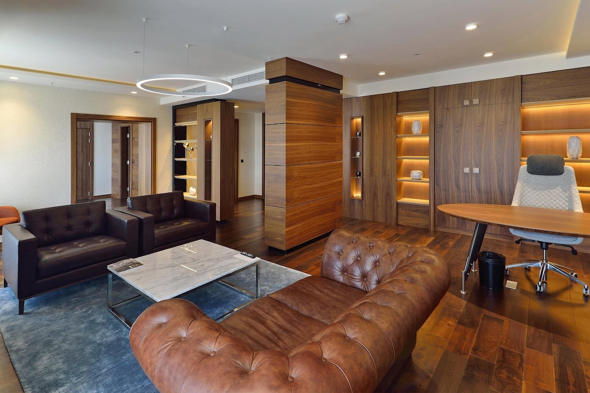 Presidential Suite, 1 Bedroom | Living room | 48-inch flat-screen TV with digital channels, TV
