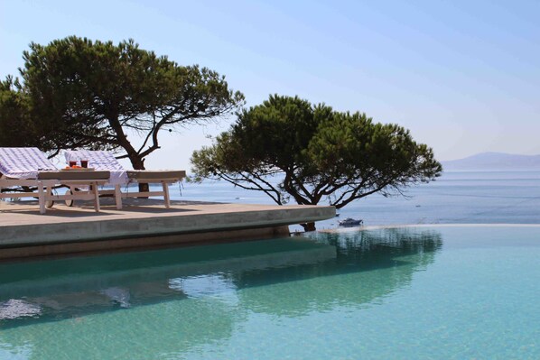 Outdoor pool, pool umbrellas, pool loungers - Cloud Blue (Mykonos)