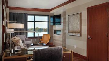 48-inch flat-screen TV with cable channels, TV