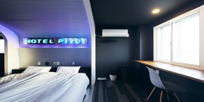 Premium Double Room | Desk, laptop workspace, blackout drapes, free WiFi - Hotel Pivot (Osaka)