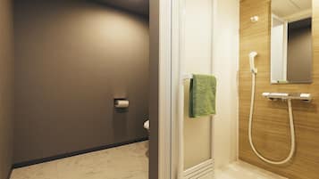 Shower, free toiletries, hair dryer, bathrobes