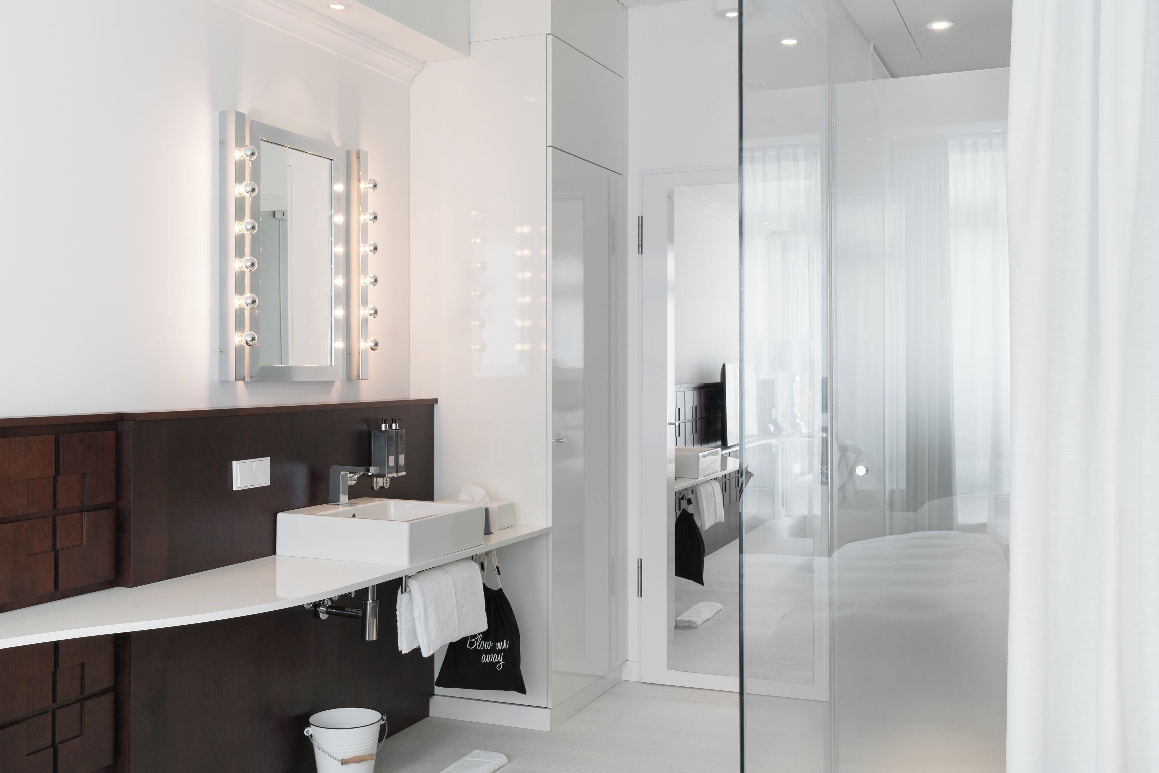 shower, rainfall showerhead, designer toiletries, hair dryer