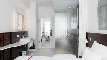 Lovely Room | Bathroom | Shower, rainfall showerhead, designer toiletries, hair dryer