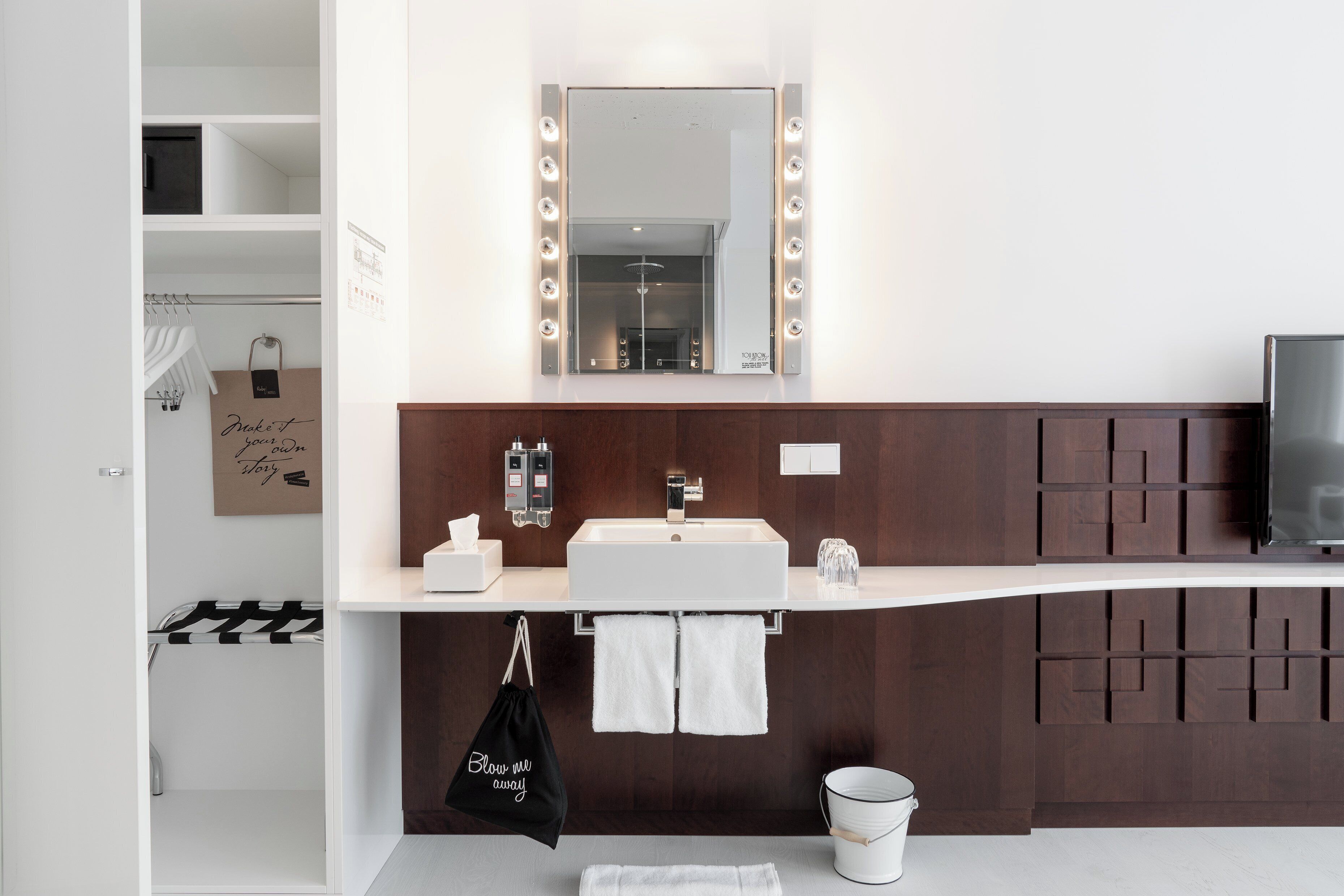 shower, rainfall showerhead, designer toiletries, hair dryer