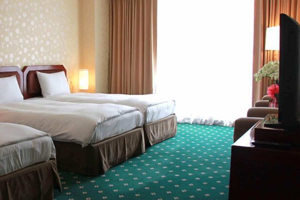 Blackout drapes, free WiFi, bed sheets