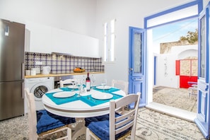 Traditional House, 2 Bedrooms | Private kitchen | Fridge, coffee/tea maker, electric kettle, toaster - The Red Door in Koskinou (Rhodes)