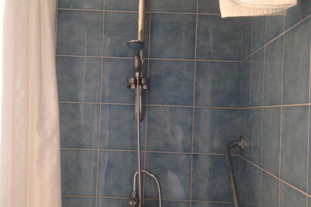 shower, free toiletries, towels