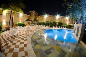 Outdoor pool, open 8 AM to 8 PM, sun loungers