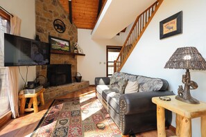 TV, fireplace, video games, table football