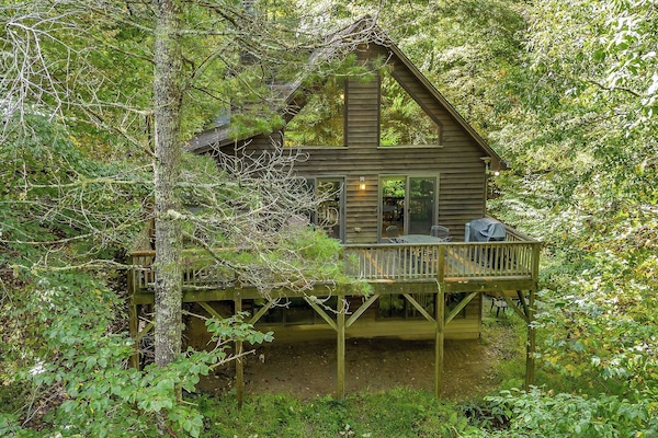 Tucked in the trees with season river views and all year river sounds!
