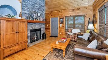 TV, fireplace, table football