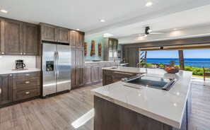 Fridge, microwave, oven, stovetop - Spectacular Ocean Front Family Vacation Home 4 bed 4 bath AC and pool. (Lahaina)