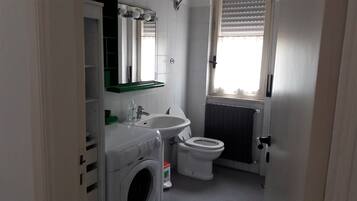 浴槽、ヘアドライヤー、ビデ、タオル