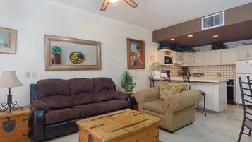 TV, DVD player, music library, video library