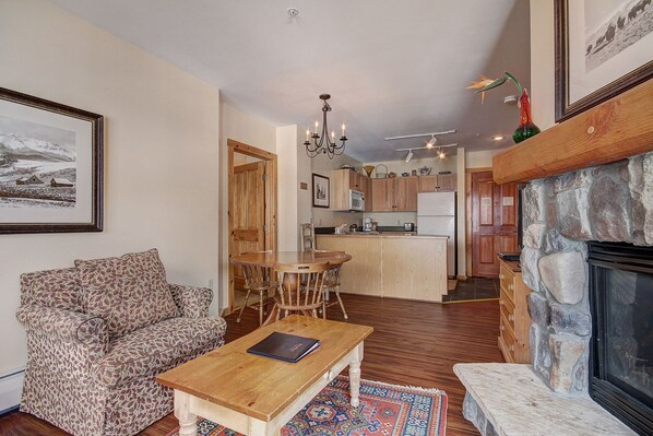 Fireplace, DVD player