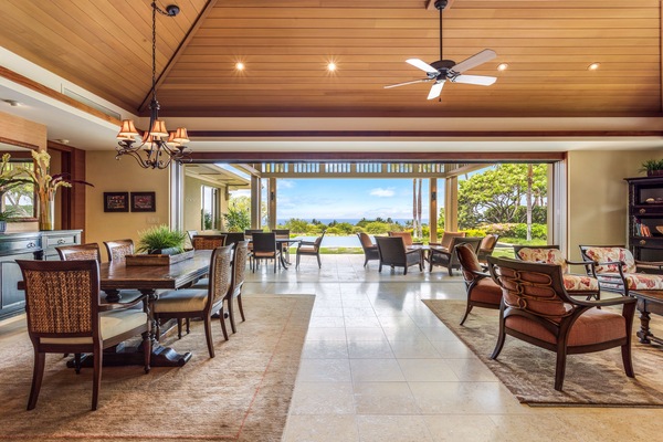 Dining, Living, Outdoor - Spacious indoor and outdoor dining/lounging with a built-in barbecue.