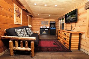 Smart-tv, eldstad och tv-spel