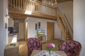 Apartment (Typ 1, excl. 58€ cleaning fee per stay) | Private kitchen | Fridge, stovetop, coffee/tea maker, cookware/dishes/utensils - Almappart Haflingertränke (Ellmau)