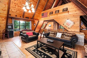 Interior - A-Frame cabin- 3BR, pet friendly, hot tub, located between GBurg & Pigeon Forge! (Sevierville)