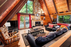 Smart TV, fireplace, video games, table football