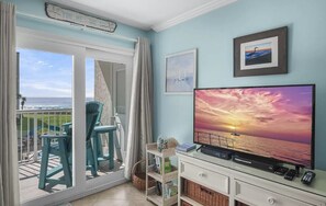 TV, DVD player, video library