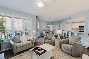 TV, DVD player, books, stereo