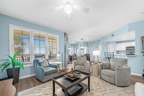 TV, DVD player, books, stereo