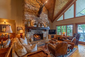 TV, caminetto, lettore DVD, videoteca