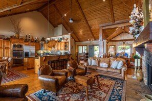 TV, fireplace, DVD player, video library - The Boulders - 1 mi from Parkway, Hot Tub, 50-Mile Views, Pool Table, Wet Bar (Boone)