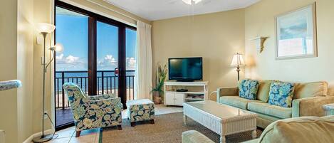 TV, DVD player, stereo