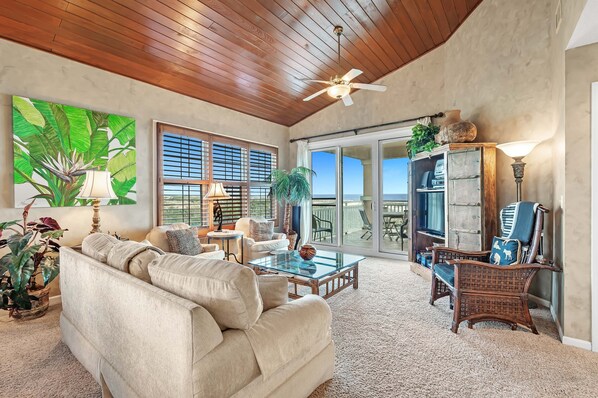 TV, DVD player, books, stereo