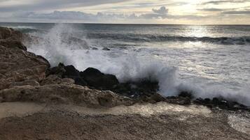 Beach nearby, sun loungers, beach towels