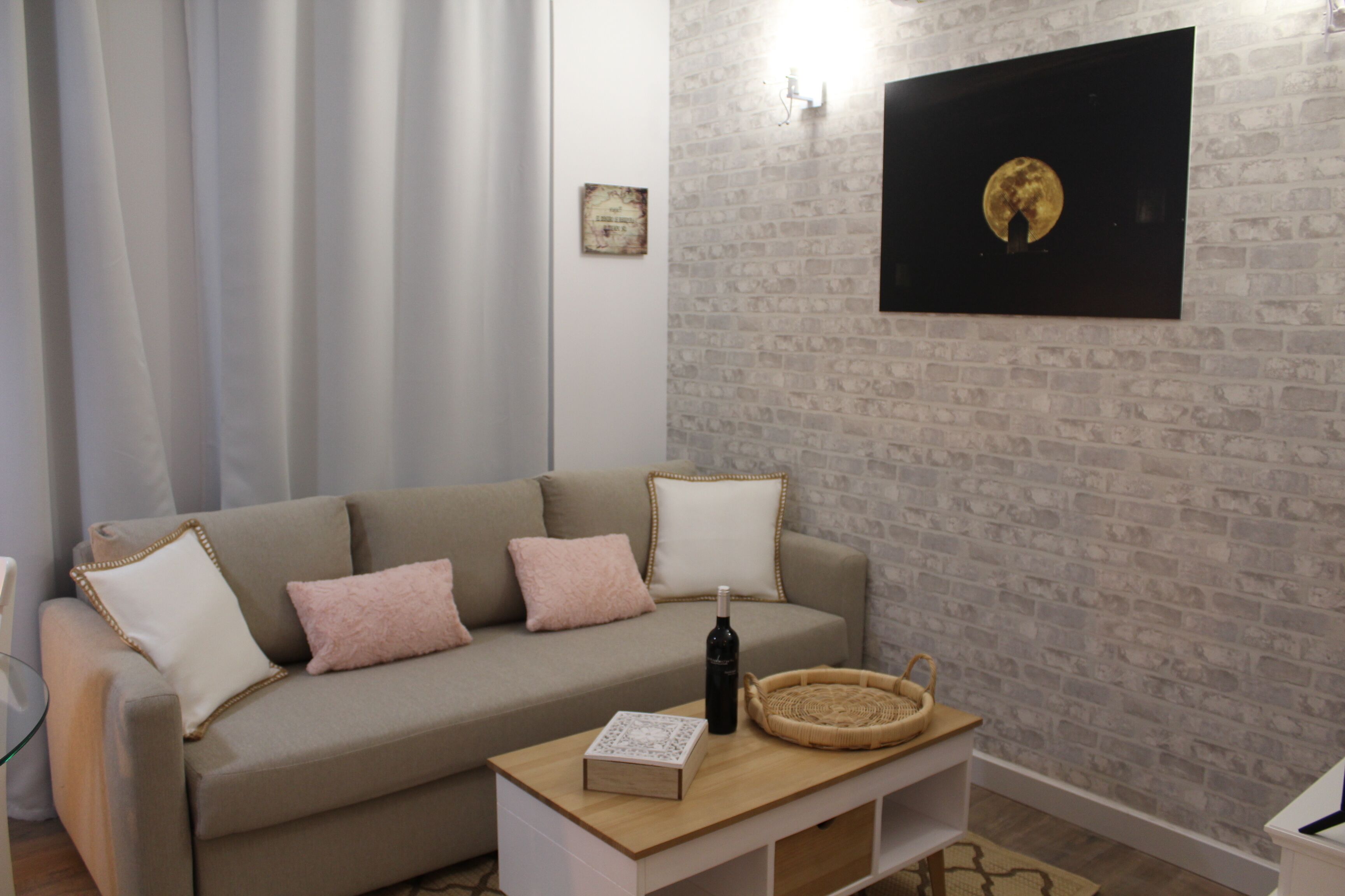 romantic apartment | living area | 40-inch flat-screen tv with satellite channels, tv