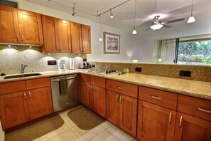 Fridge, microwave, dishwasher, coffee/tea maker