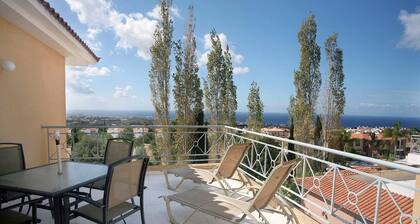 Penthouse Sea View Apartment in Tala, Paphos, Cyprus in quiet location with pool