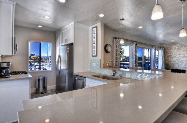Fridge, microwave, oven, stovetop - 401B Marina Del Mar Penthouse Harbor & Ocean View (Oceanside)