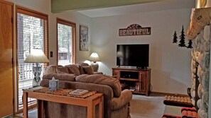 TV, fireplace, DVD player