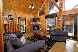 TV, fireplace, video games