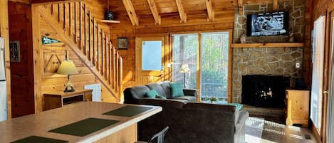 Televisión y chimenea