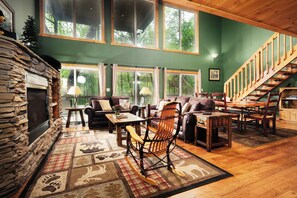 Een televisie, een open haard en videogames