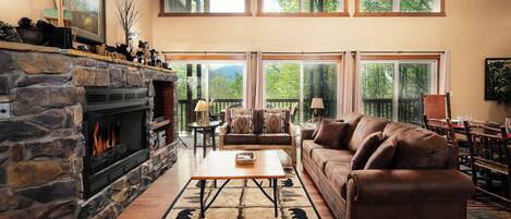 Een televisie, een open haard, videogames en Netflix