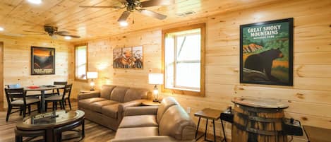 Smart TV, fireplace, video games